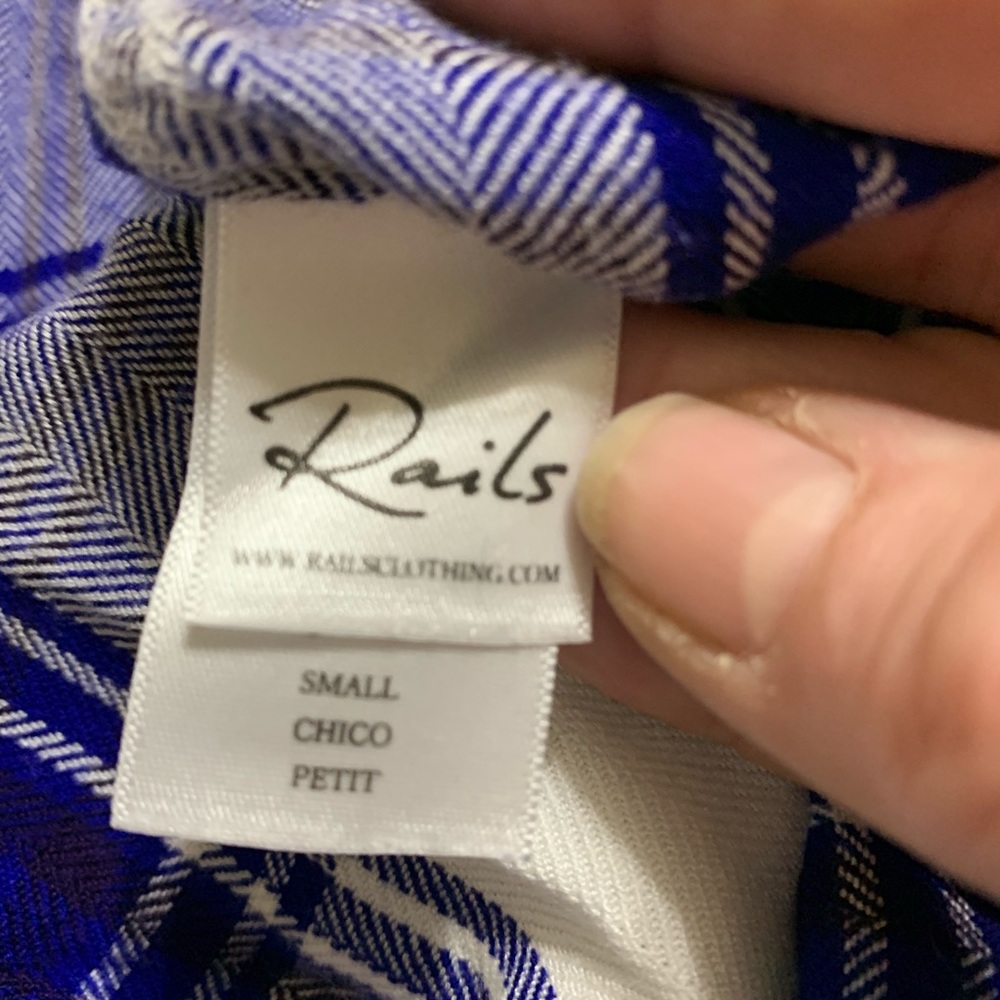 Rails Long Hunter Sleeve Button Down Cobalt/Whiter - Picture 5 of 8